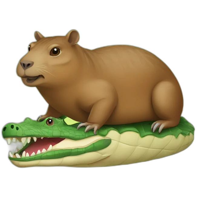 Capibara sur un crocodile emoji