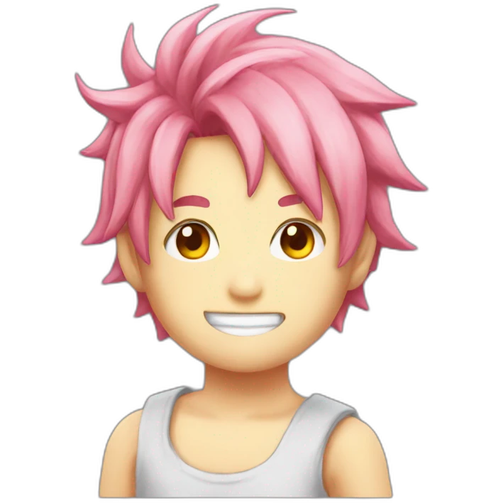 Natsu - pink hair - fire emoji