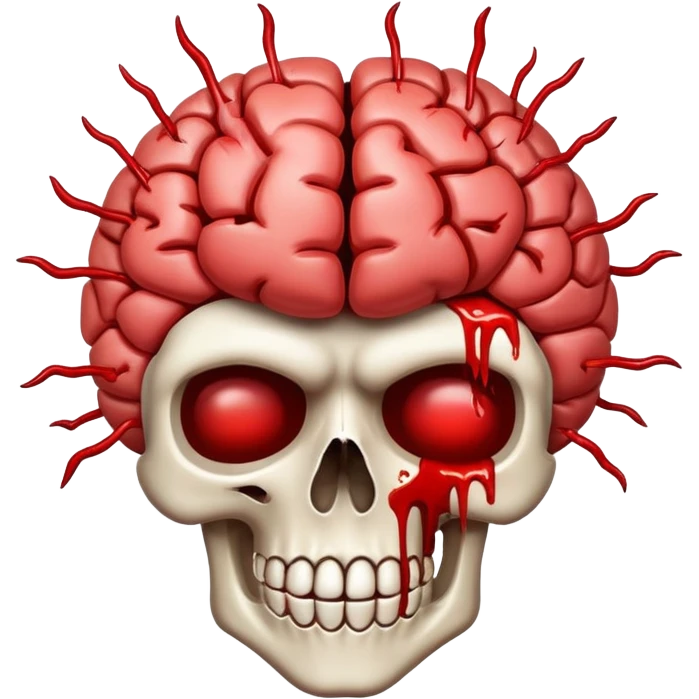 💀 with brain exploding emoji