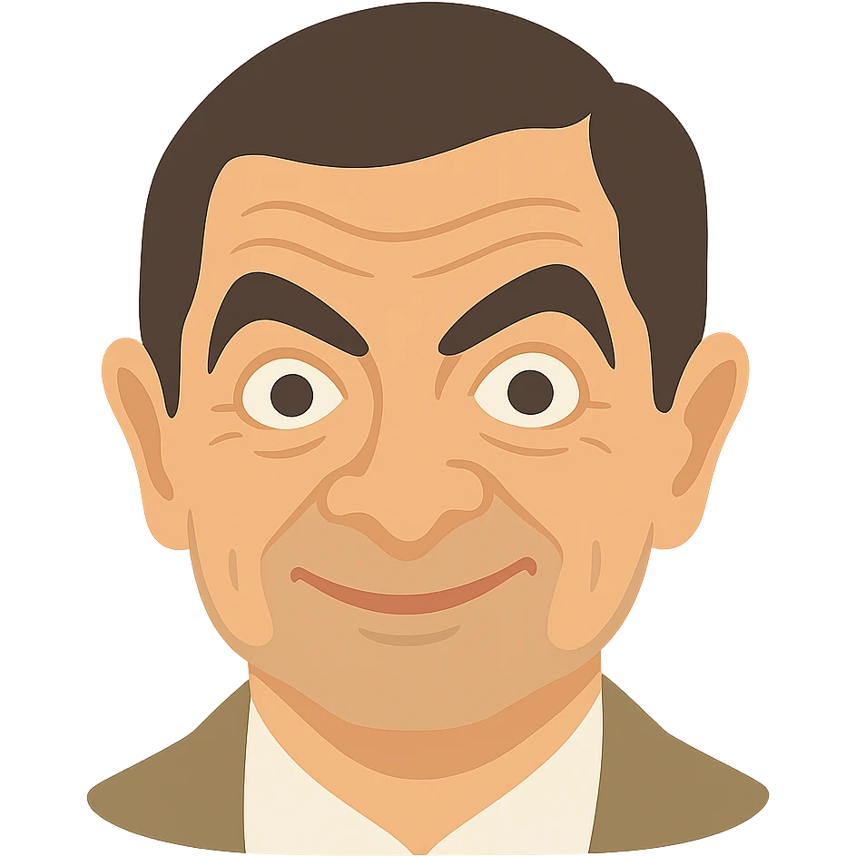 realistic icon of Mr. Bean's face, color, with subtle shading emoji