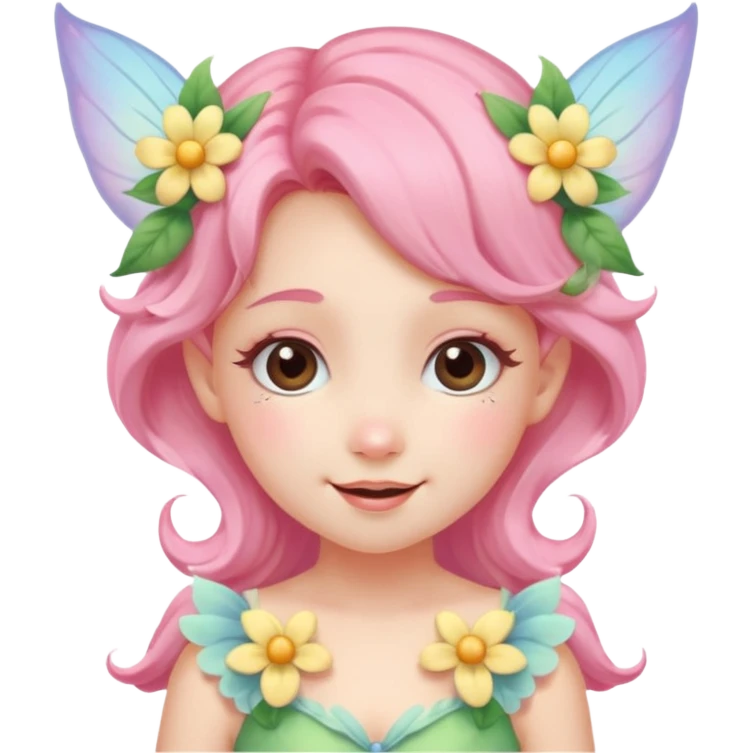 cute pastel fairy girl flower head decoration wink emoji