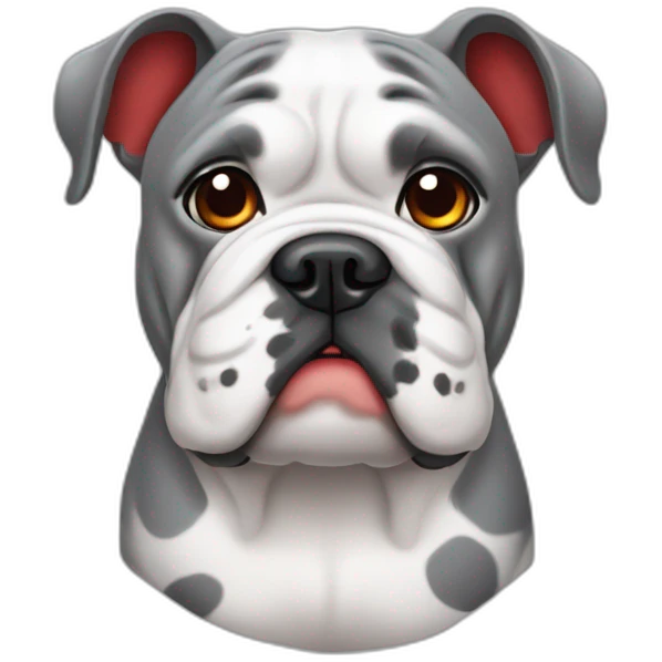 grey bulldog with red spots emoji