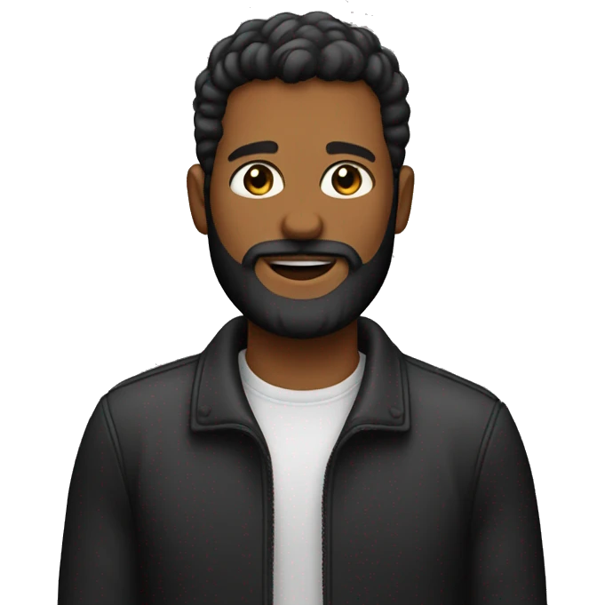 Humano con chaqueta negra y barba  emoji
