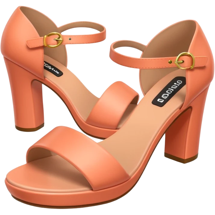A 3D cartoon Peach coral open-toe sandal with ankle straps and smooth curved sole, isolated plain background, Memoji-style rendering. emoji