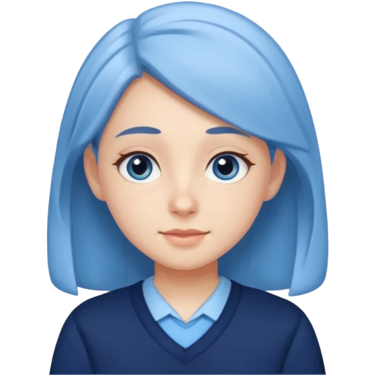 cute school girl jewish  navy jumper with light blue by the v neck on the jumper light blue shirt emoji