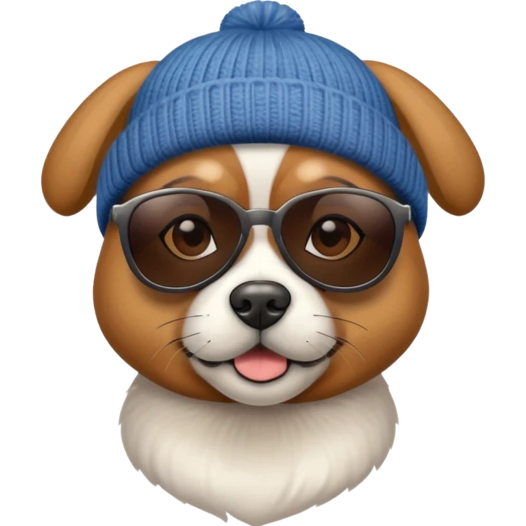 dog with sunglasses and beanie emoji