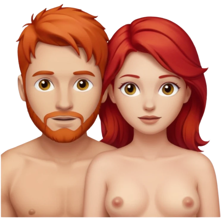 White Man and white woman with red hair emoji with no clothes emoji