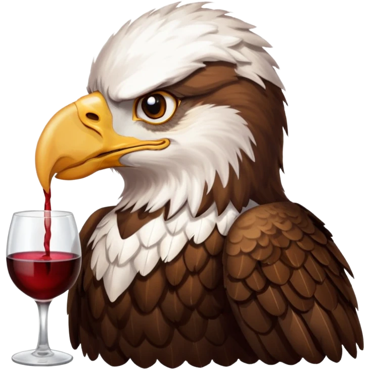 Real picture of a eagle bird with the word Thirsty Thorpies on her chest drinking wine  emoji