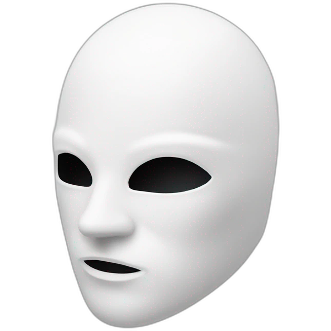 masque en blanc qui sourit et qui est dans un style futur emoji