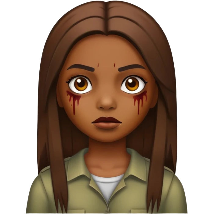Zumbi girl, brown straight hair emoji