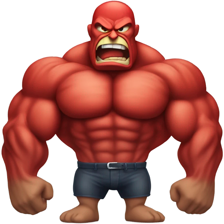 Very muscular angry red apple man emoji