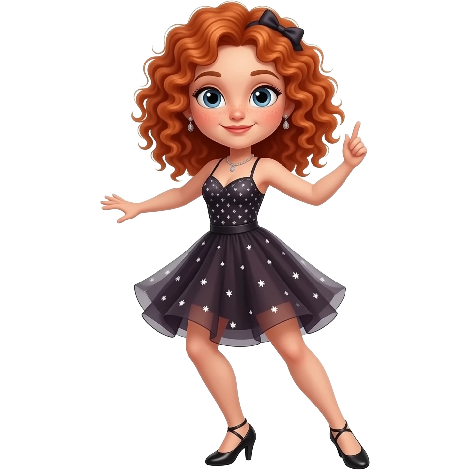 Fille rousse bouclés tâches de rousseur salsa emoji