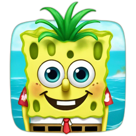 Spongebob wearing hawaian shirt  emoji
