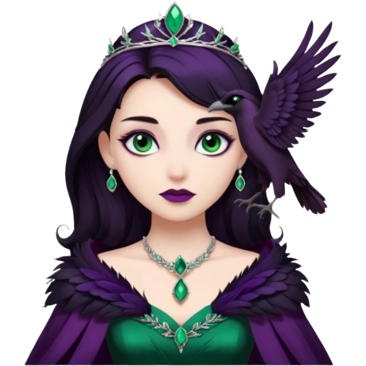Raven Princess – feather brooch + plum gown,Shadow Princesses. emoji