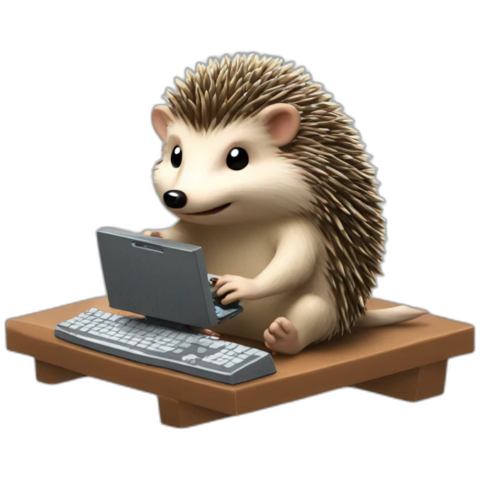 hedgehog playing video games on a pc emoji
