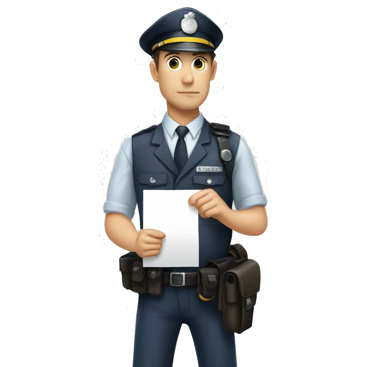 Man inspector with a sign that says Копипаст emoji