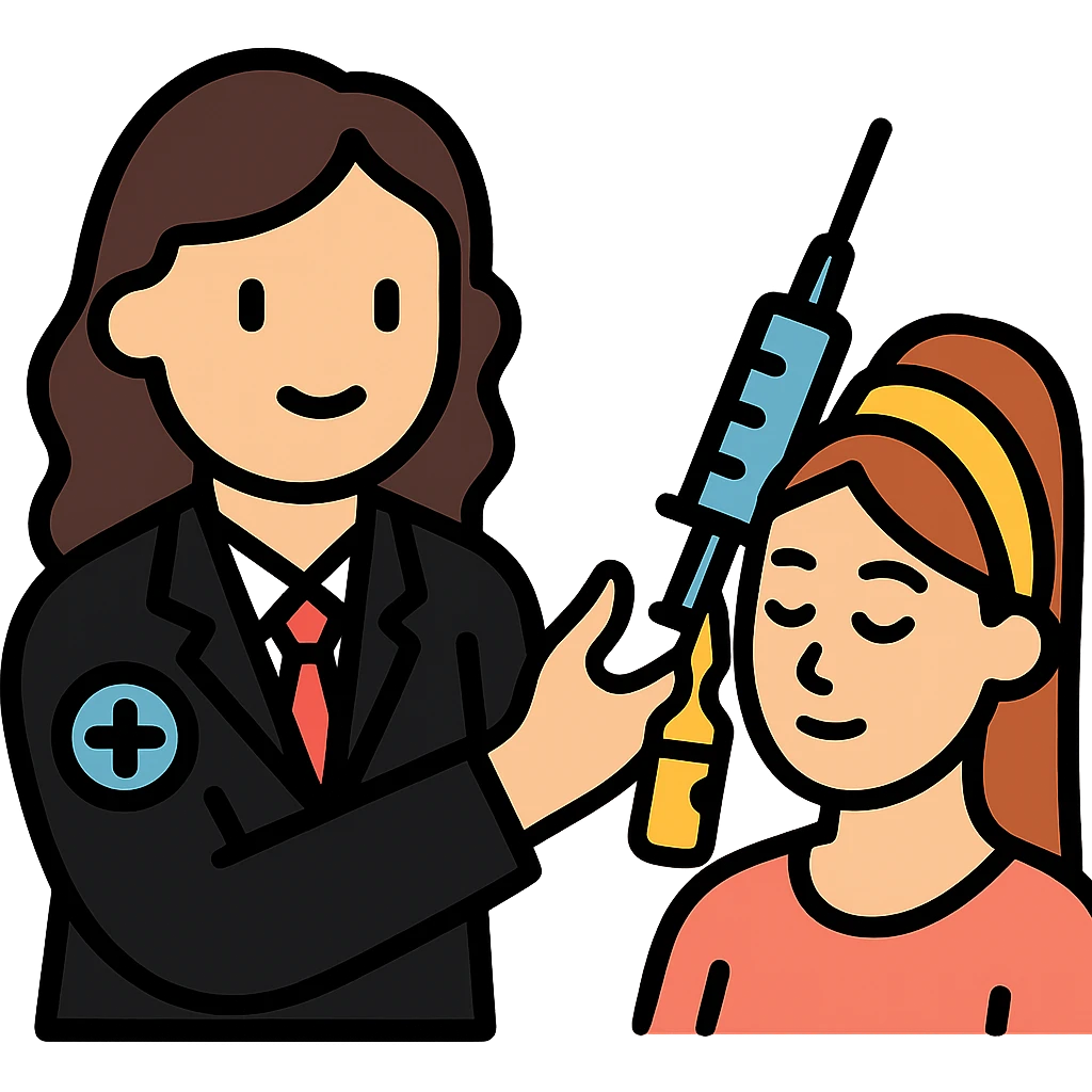 A female doctor who is doing PRP injections, add a patient emoji