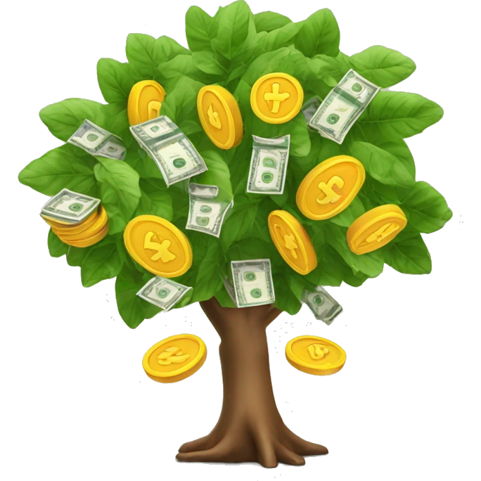 Harvesting money from money tree emoji