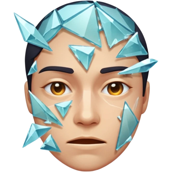 Face splitting into multiple expressions like shattered glass emoji