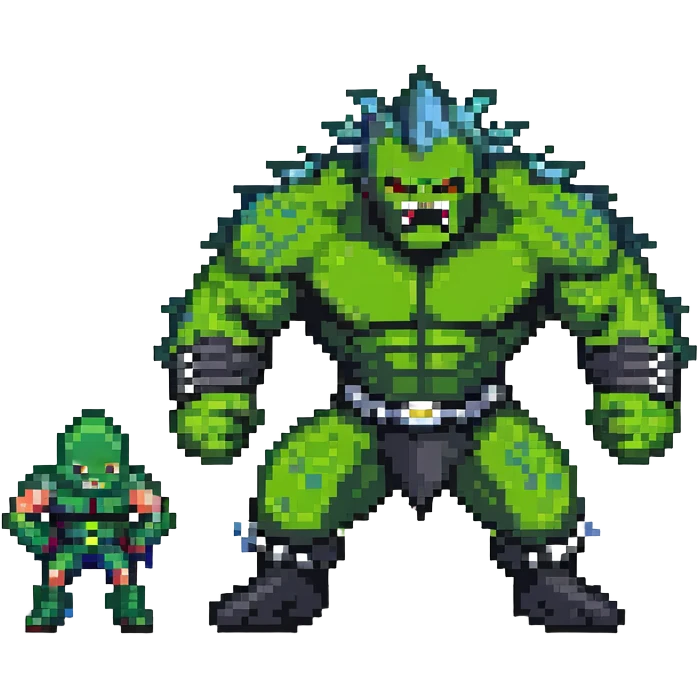 Hulk battling Abomination, muscular green hero versus spiky monster emoji