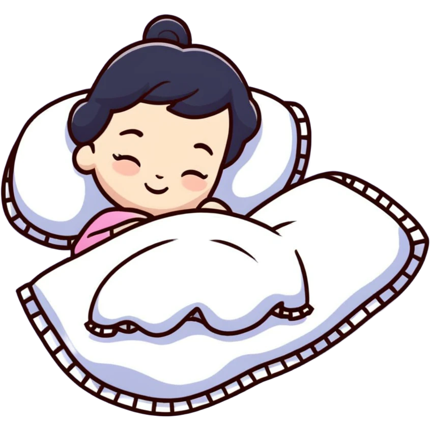 adorable girl sleeping with a small blanket emoji