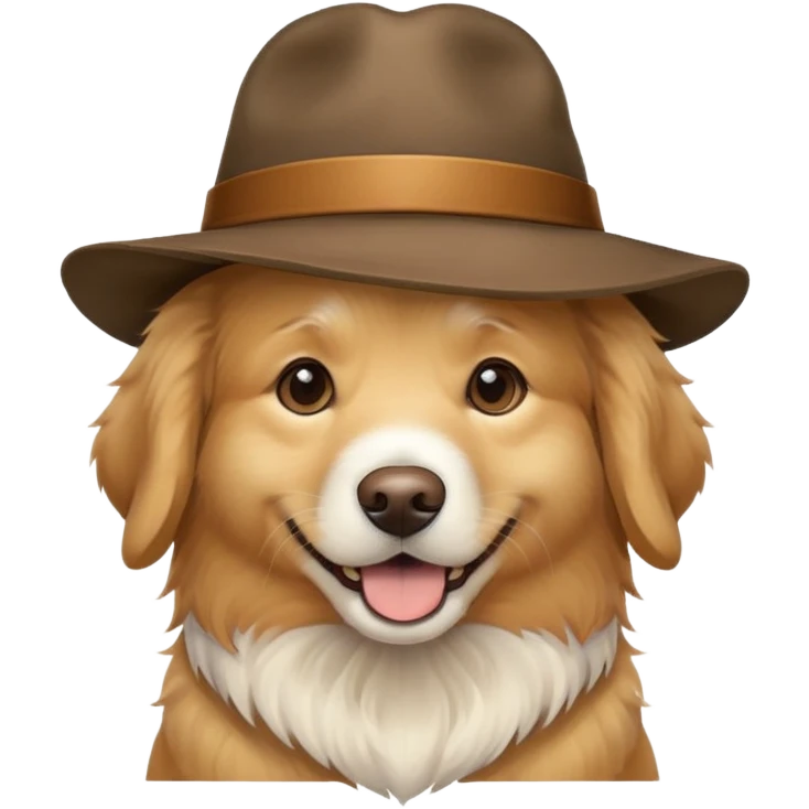 Golden retriever wearing a hat emoji
