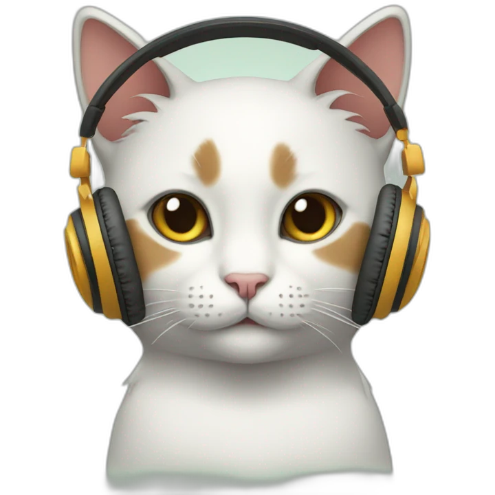 cat with headphones and book emoji