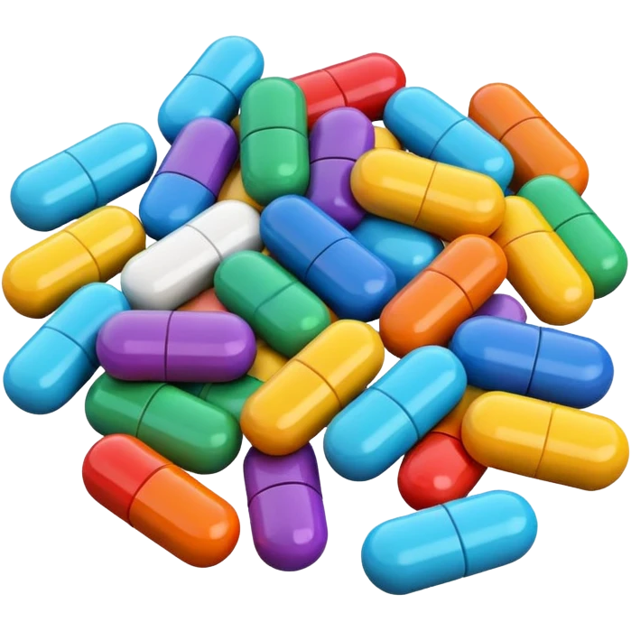 pills, 3d cartoon style, memoji style. emoji