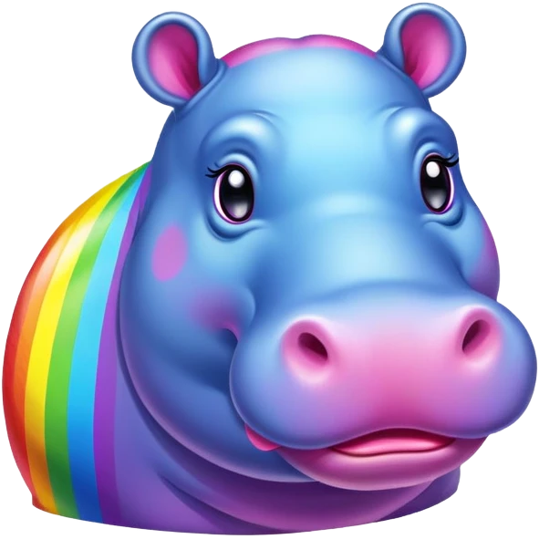 Moo Deng the hippo in a Lisa Frank style emoji