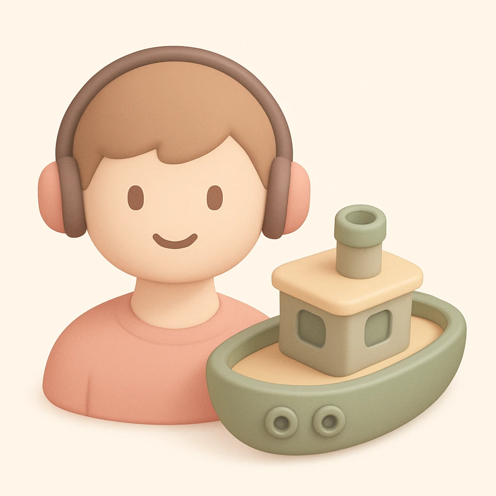 person with short hair and headphones, soft line avatar style, gentle lines and pastel hues emoji