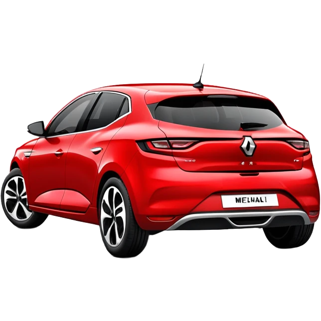 Renault Megane E-Tech electric car, rear view, red color with hatchback design emoji