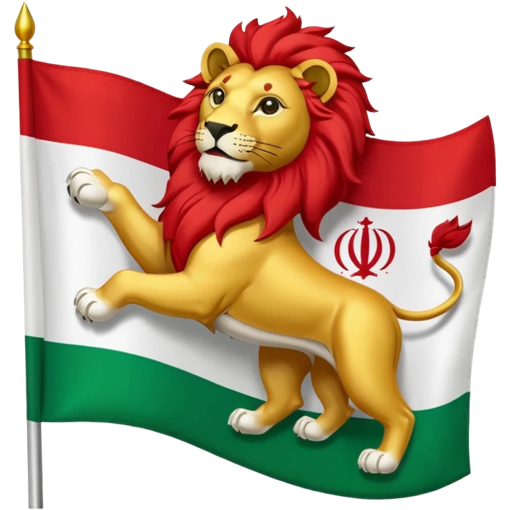 Iran flag with lion and sun logo emoji