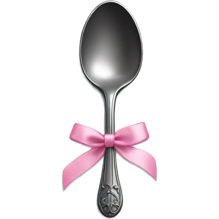 Elegant spoon with pink ribbon around it emoji