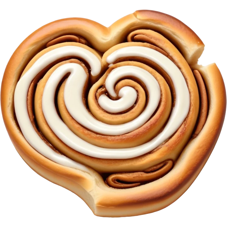 top view cinnamon roll with a heart cut out emoji