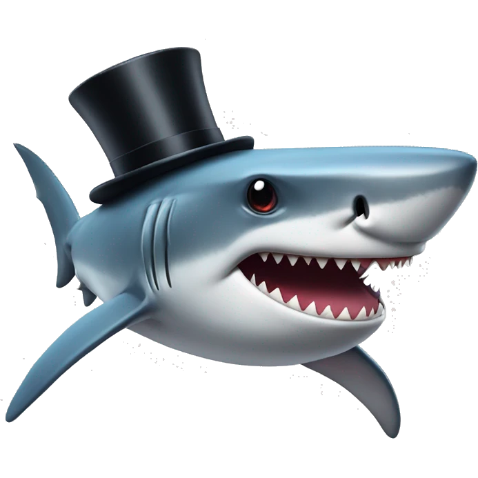 Shark with a top hat emoji