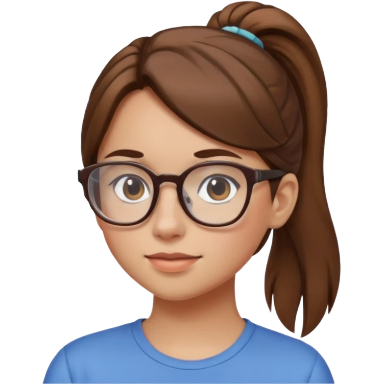 brown haired Ponytail Girl with Glasses emoji