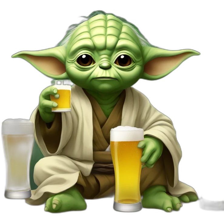 Yoda drinking beer emoji