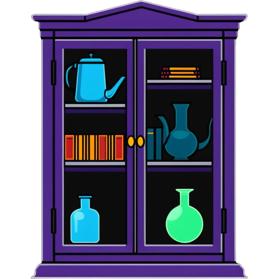 Harry Potter style vanishing cabinet with magical glow emoji