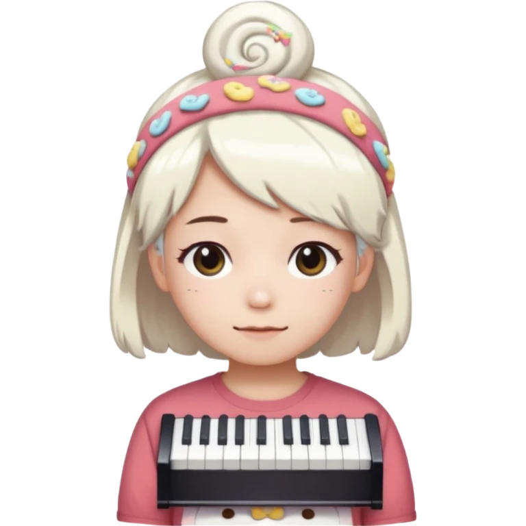Cutecore white dyed hair sanrio cinnamon roll headband mezzo piano shirt emoji