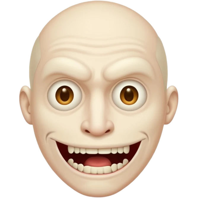 Creepy man with big mouth and no nose and ears emoji
