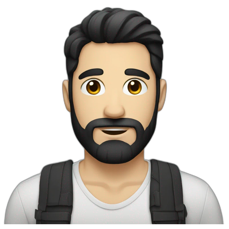 white gay man with black hair and threedaybeard emoji