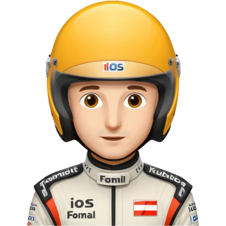 Robert Kubica, Formula 1 driver, in racing suit and helmet emoji