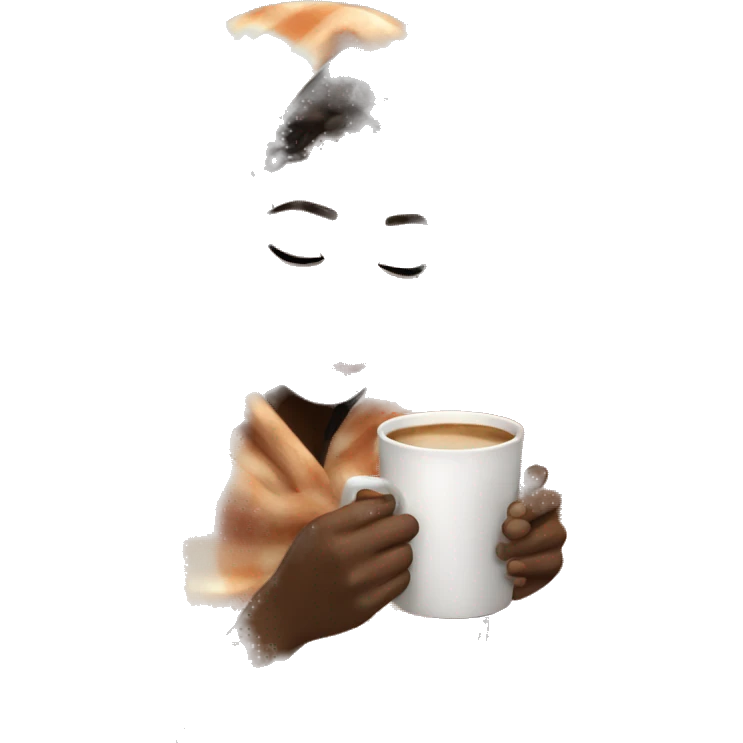 Black girl inside a blanket sipping coffee eyes closed emoji