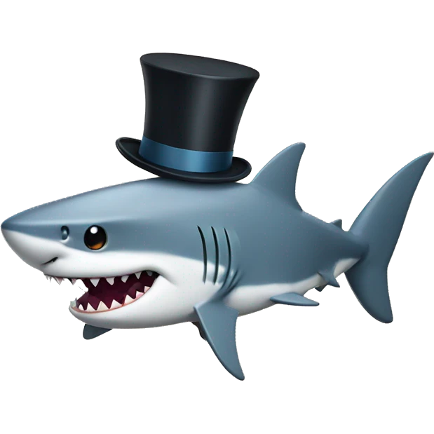 Shark with a top hat emoji