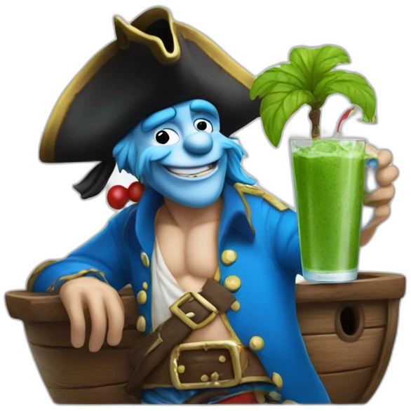 pirate Papa Smurf drinking mojito emoji