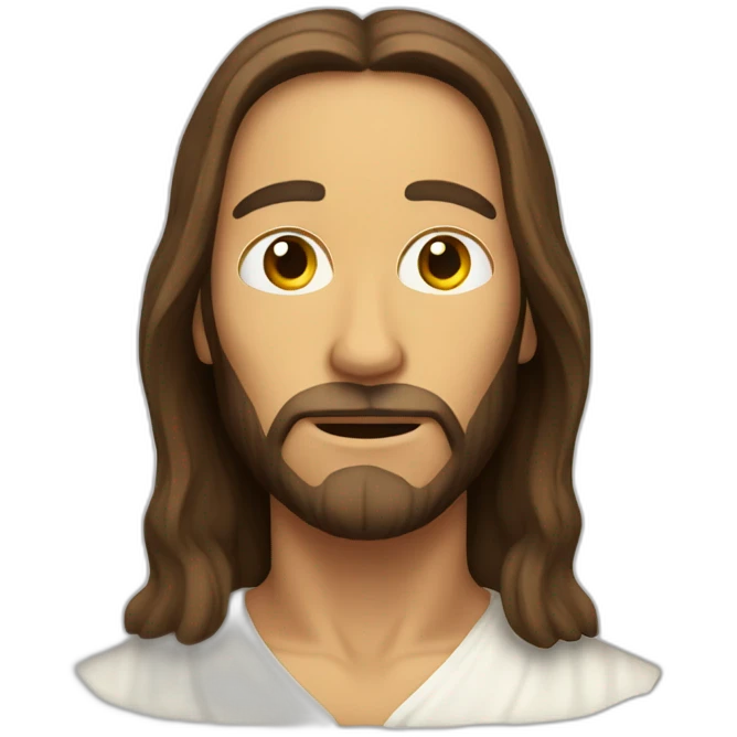 Jesus but his head is the one of a velociraptor emoji