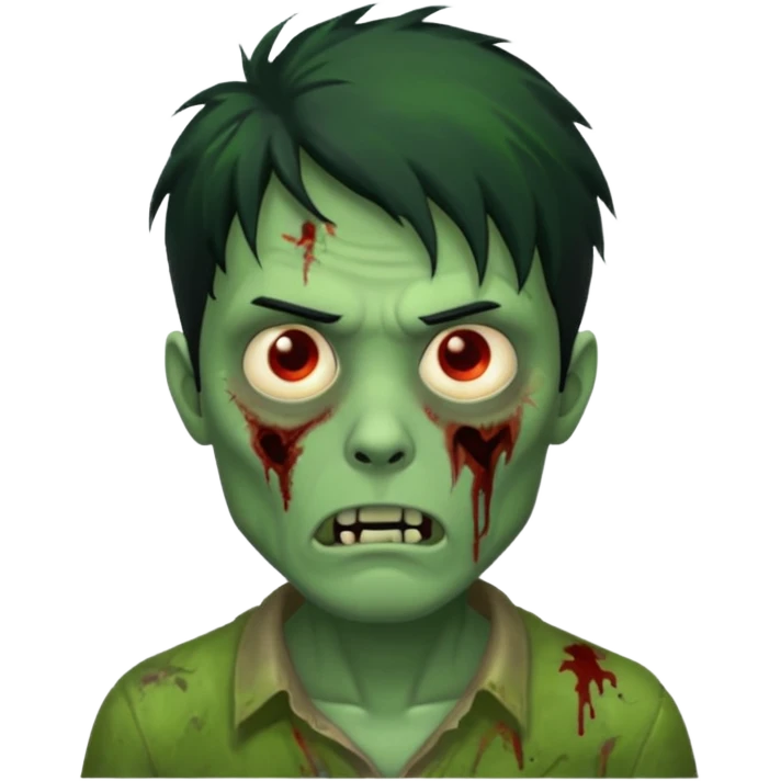 crie um emoji de zumbi homen de cabelo preto grande de emo bagunçado assim🧟 emoji