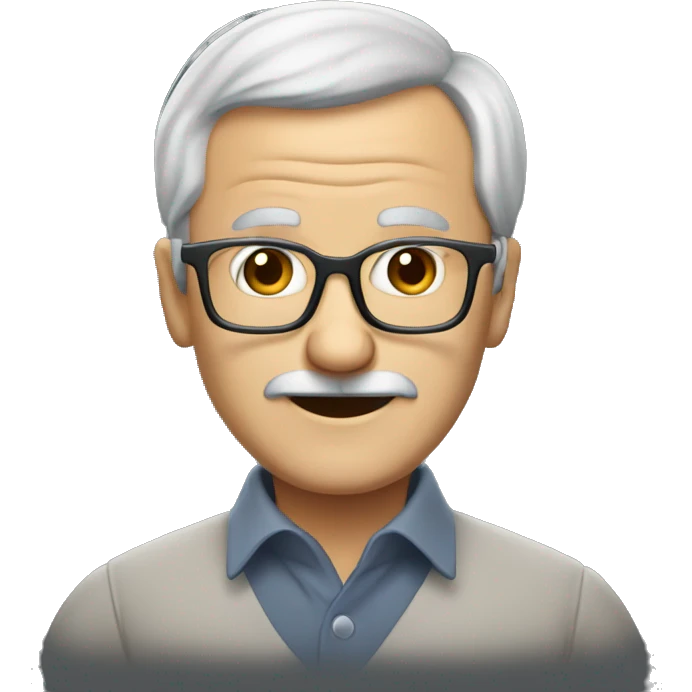 old man with gray, hair receding hairline, gray mustache, and glasses, loves coding emoji