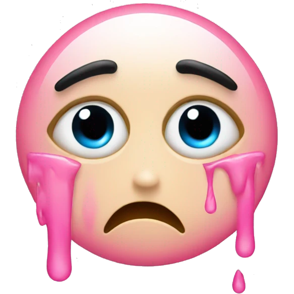 Crying emoji with pink tears emoji