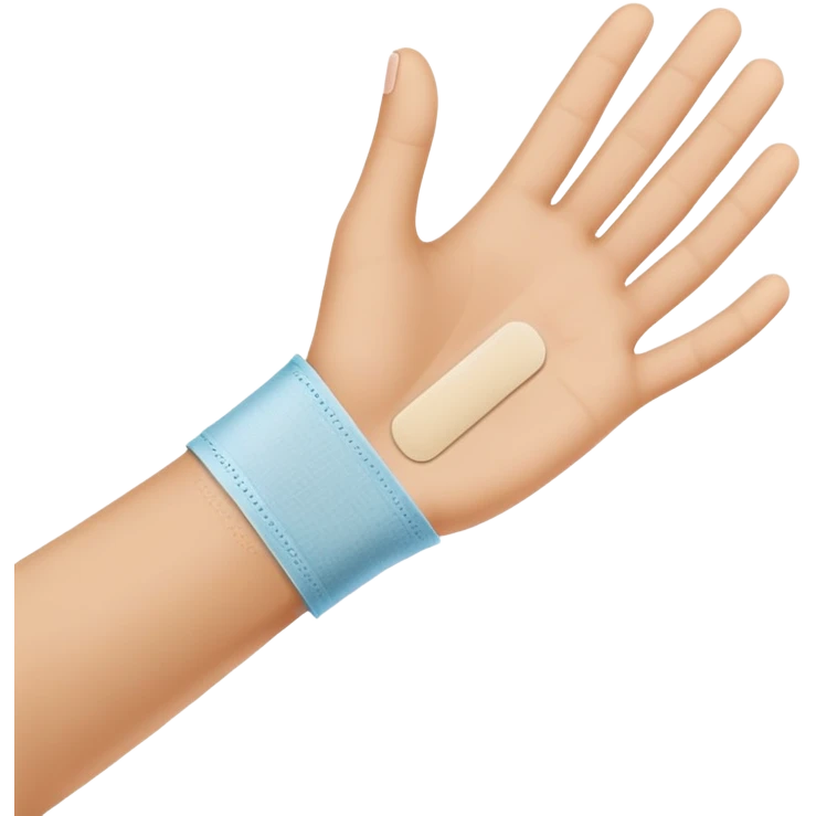 Hand wrapped in a bandaid emoji